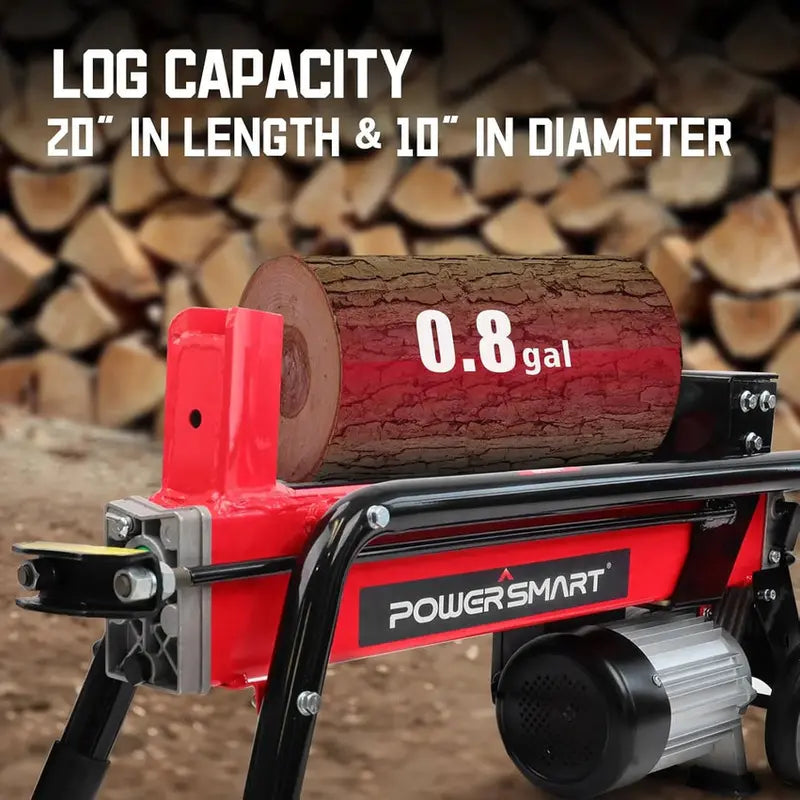 PowerSmart 7-Ton Electric Log Splitter – Horizontal Full-Beam Design with 3500 RPM Motor, Steel Wedge, and 15-Amp Efficiency