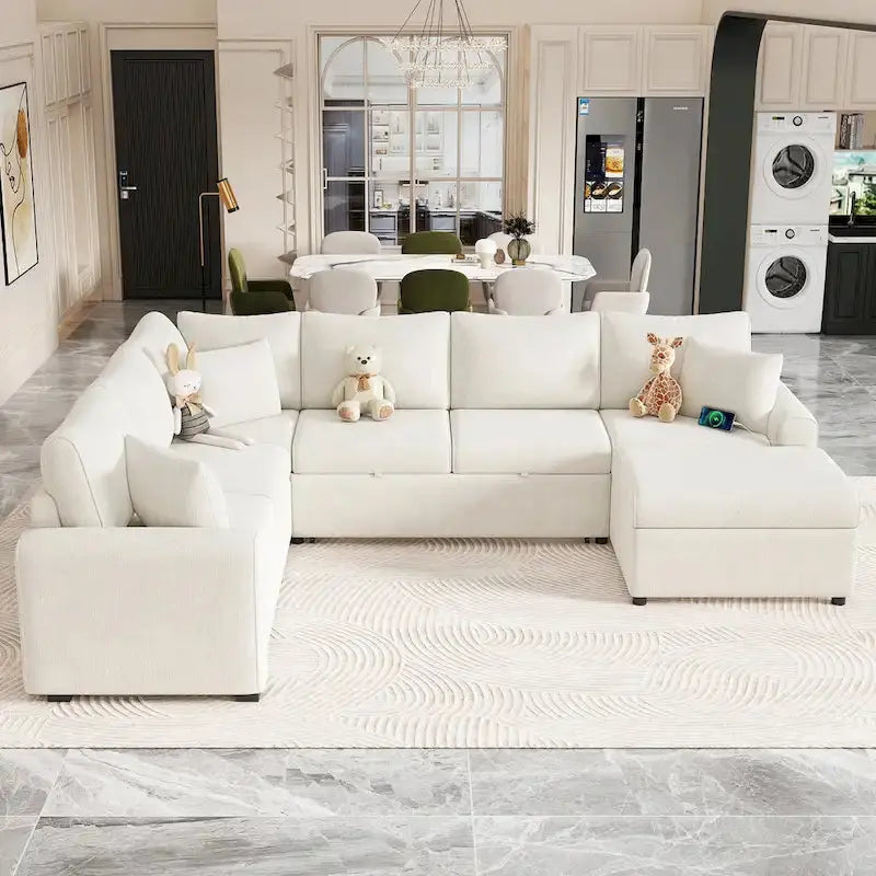 Modular Sectional Sofa Bed – Pull-Out Sleeper Convertible with Comfortable Mattress Support