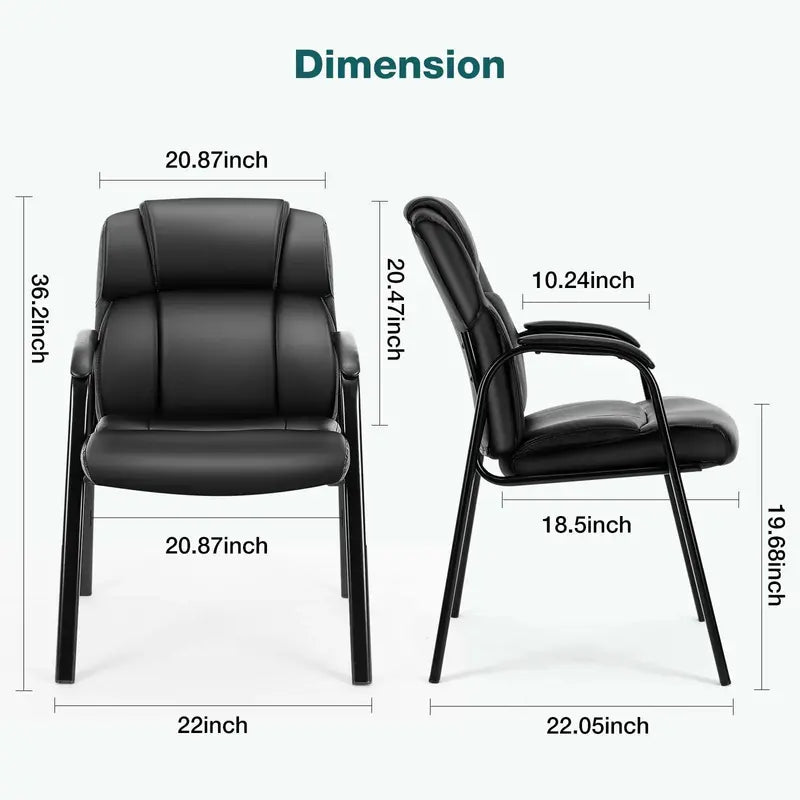 OLIXIS Ergonomic Reception Chairs Set of 4 – Black PU Leather, Metal Frame, Comfortable & Durable for Office & Waiting Room