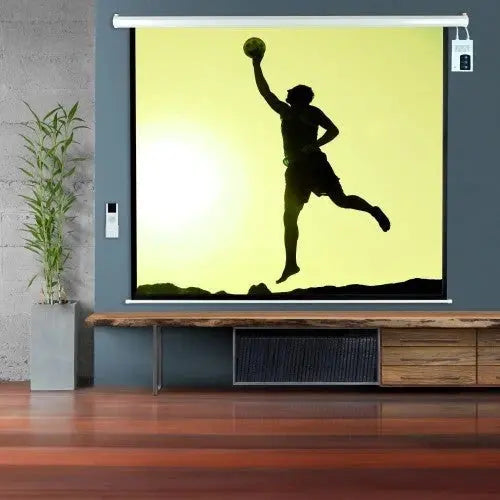 Pyle 72″ Motorized Projector Screen, Matte White, Remote, Wall/Ceiling Mount, Home Theater – Model PRJELMT76