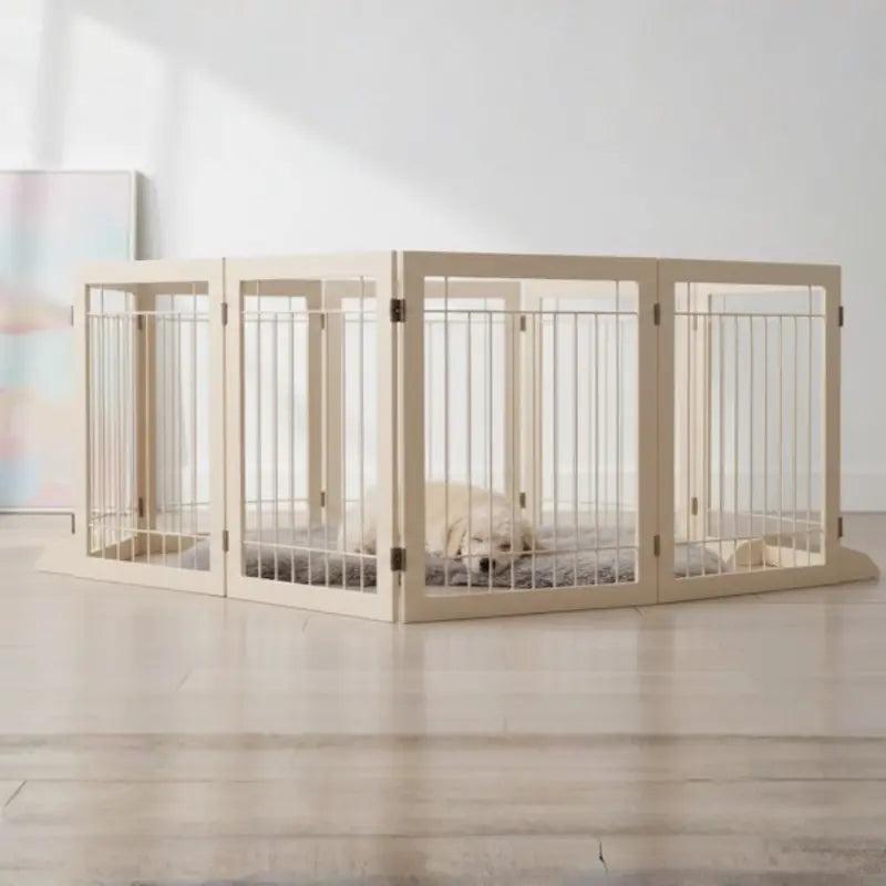 Modular Pet Gate and Playpen with Removable Panels and Walk-Through Door
