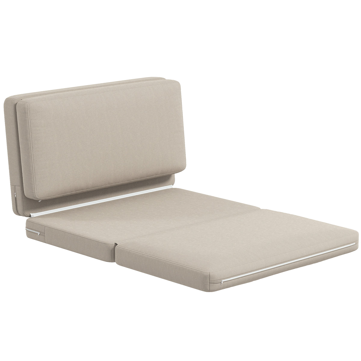 HOMCOM 2-in-1 faltbarer Relaxsessel, Gästematratze, teilbar, 120 cm breit, Beige