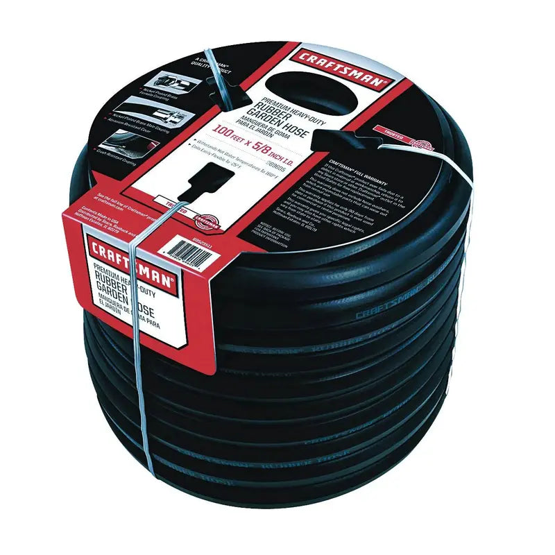 Premium Rubber Garden Hose – 100 ft × 5/8″ Craftsman-Duty Construction