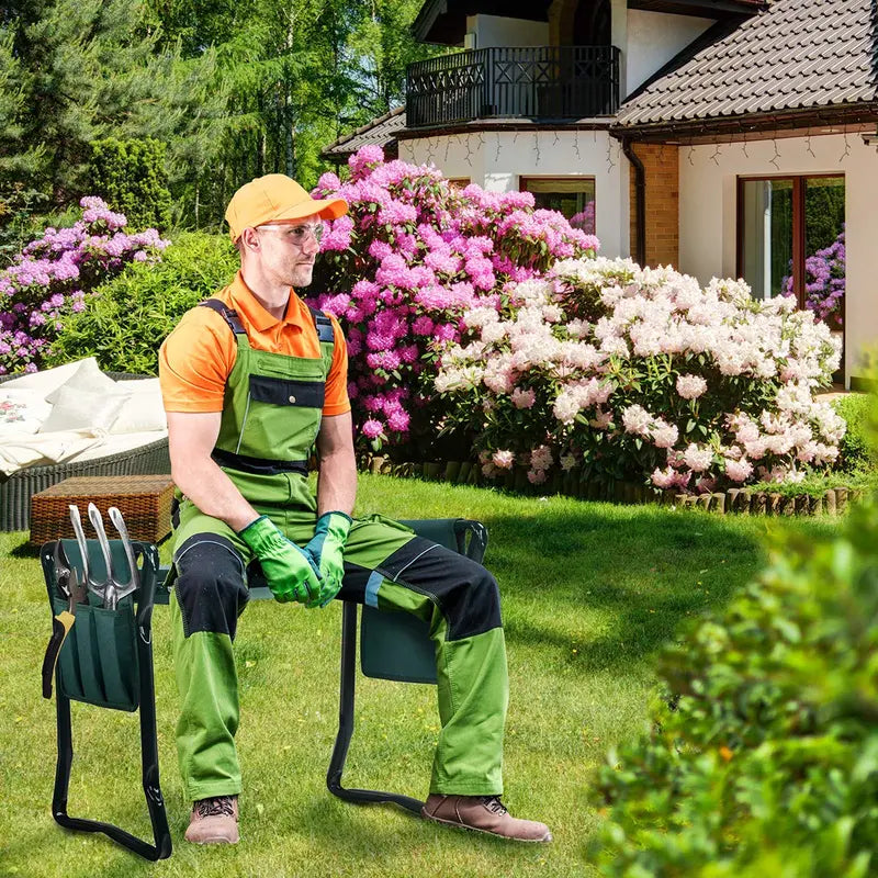 Portable Garden Kneeler & Seat – Foldable Stool with EVA Foam Cushion and Dual Tool Pouches