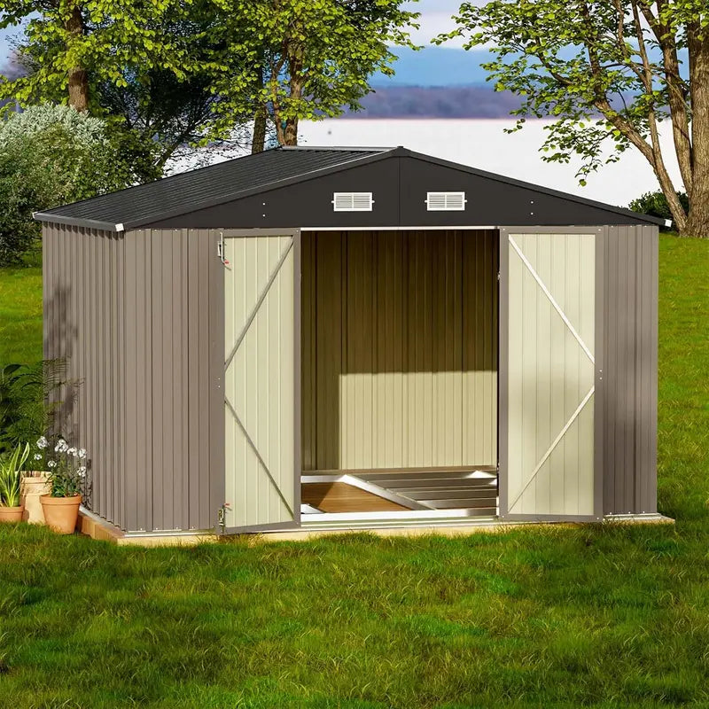 Patiowell 5′ x 3′ Lockable Metal Tool Shed – Sloped-Roof Outdoor Storage Unit for Yard and Garage