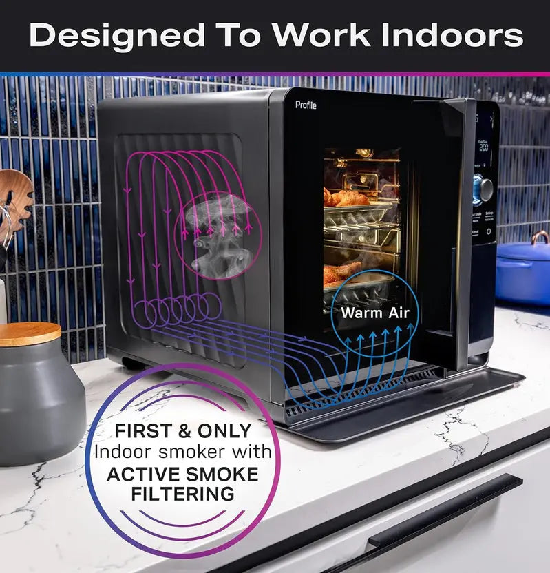 Smart Countertop Pellet Smoker with WiFi Connectivity, Active Smoke Filtration, and 5 Adjustable Smoke Levels