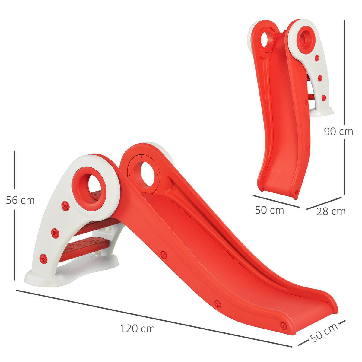 HOMCOM Kinderrutsche Faltbar 3 bis 6 Jahre Innen & Außen BxTxH 120 x 50 x 56 cm HDPE Rot