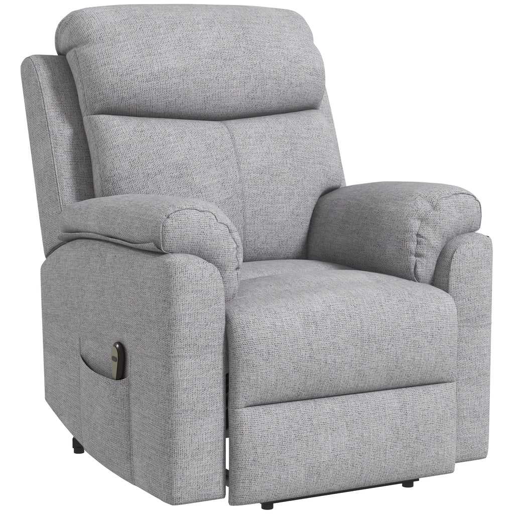 HOMCOM Elektrischer Aufstehsessel, Sessel mit Aufstehhilfe, Relaxsessel mit Schlaffunktion, Leinenoptik, 83 x 89 x 102 cm, Grau