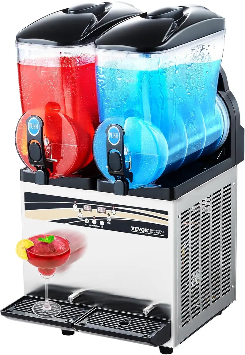 VEVOR Commercial Slushy Machine – 30L Dual-Tank Margarita & Frozen Drink Maker (120 Servings), Stainless Steel for Bars, Cafés, and Parties