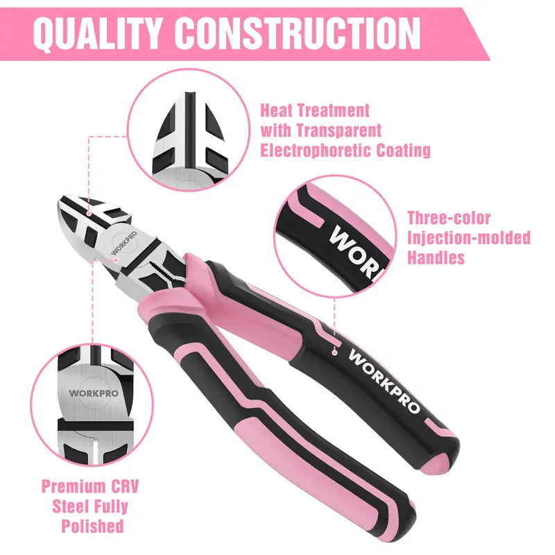 WORKPRO 3-Piece Pliers Set – Needle-Nose, Diagonal, and Slip-Joint