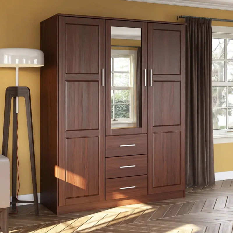 Palace Imports Solid Wood Cosmo Armoire – 3-Door Wardrobe with Optional Mirrored or Solid Panels
