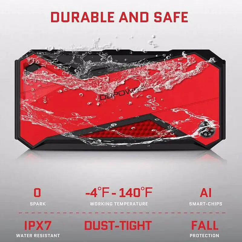 Peak 1600A Portable Car Jump Starter – 18000mAh, LCD Display, Smart Clamps, Diesel/Gas Compatible