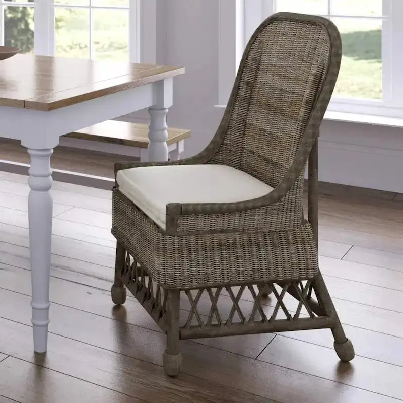 Natural Rattan Dining Accent Chair – Cushioned Seat by East at Main