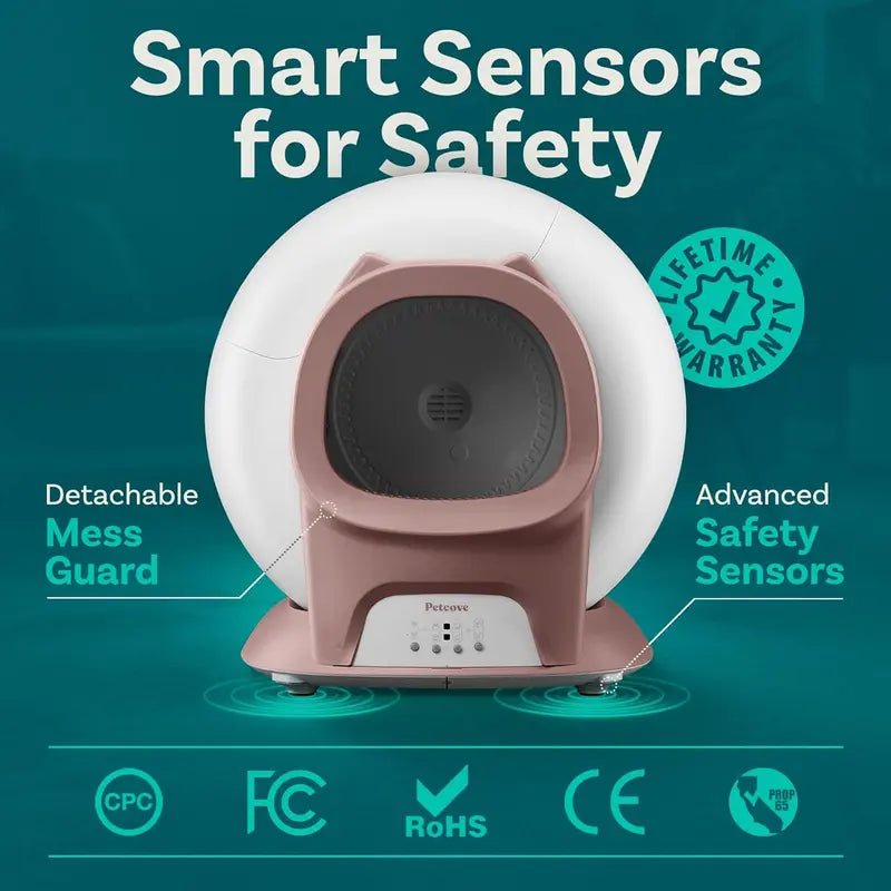 Smart Self-Cleaning Cat Litter Box – WiFi-Enabled Automatic Unit with Safety Sensors, Odor-Sealing Cover, and App-Controlled Scheduling