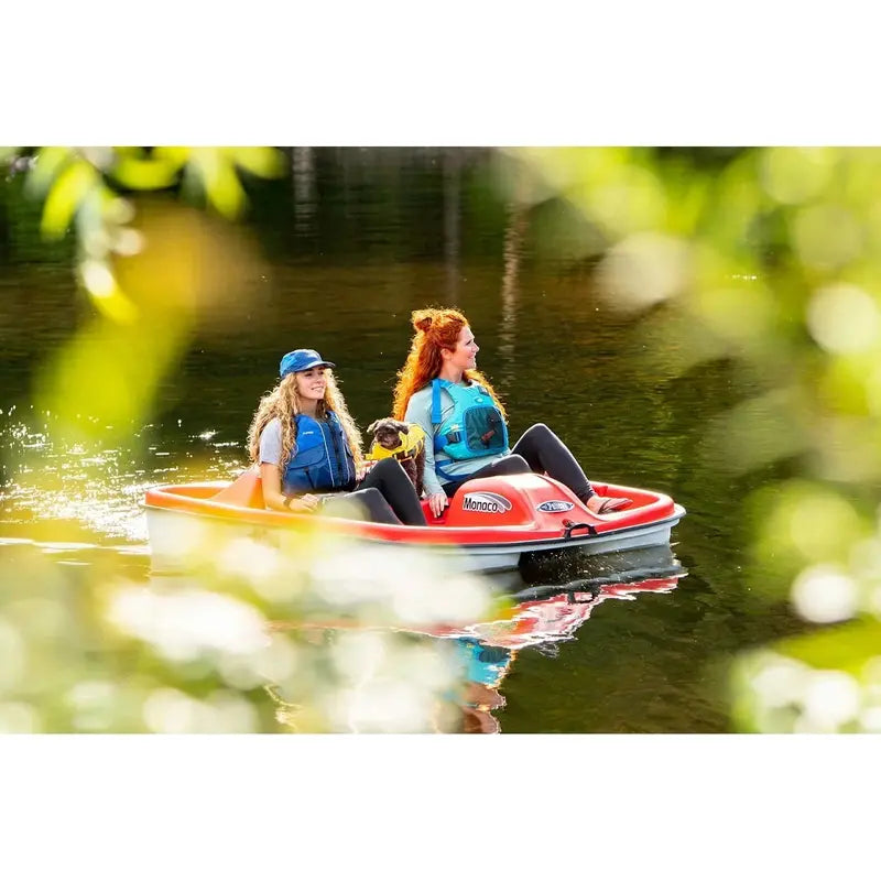 Pelican Monaco 5-Seat Pedal Boat – Adjustable Seating, Red & White Design