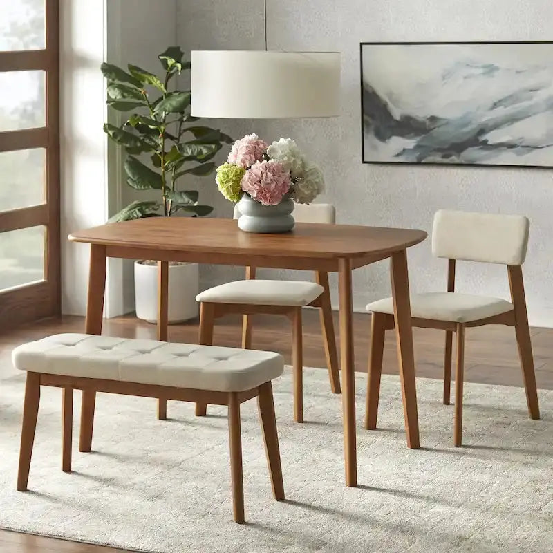 Solid Wood 4-Piece Dining Set Featuring Clean-Line Modern Design