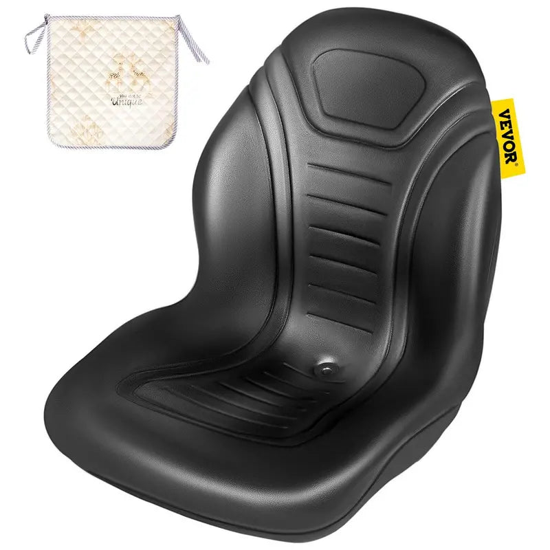 VEVOR Universal High-Back Tractor Seat — Black Vinyl, Drain Hole, Easy-Mount Design for Lawn Mowers & Industrial Equipment