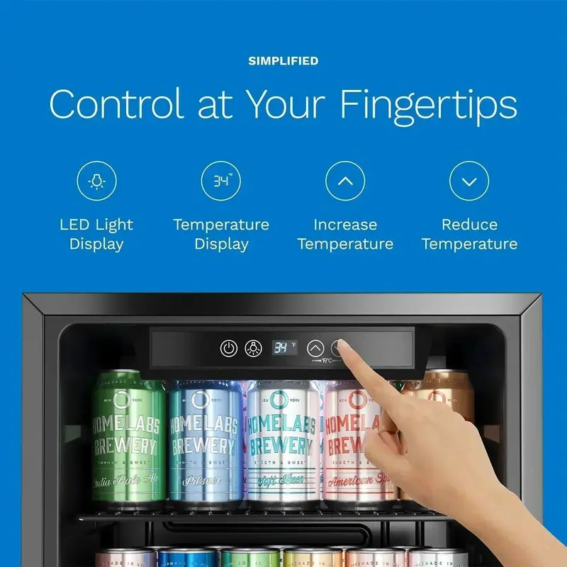 hOmeLabs Glass-Door Beverage Cooler – Compact Mini Fridge for Wine, Beer, or Soft Drinks