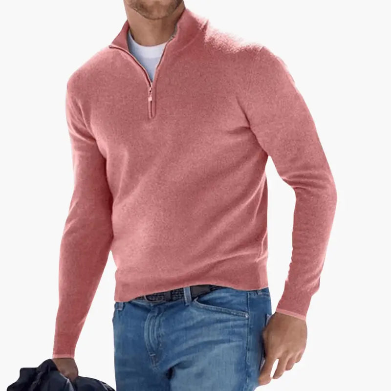 Men's Textured Zip-Neck Knit Sweater