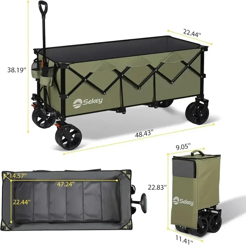 Sekey 48″ Extended Folding Travel Cart – 440 lb Load Rating, Multi-Use Garden & Transport Solution
