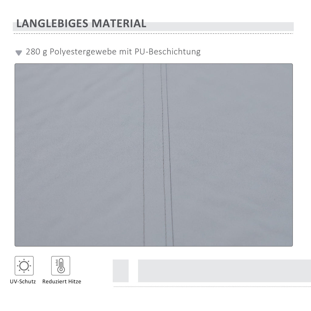 Outsunny Markise, 3,95 x 2,45 m, Sonnenschutz, einfahrbar, mit Handkurbel, Metallrahmen, Polyester, Grau/Weiß