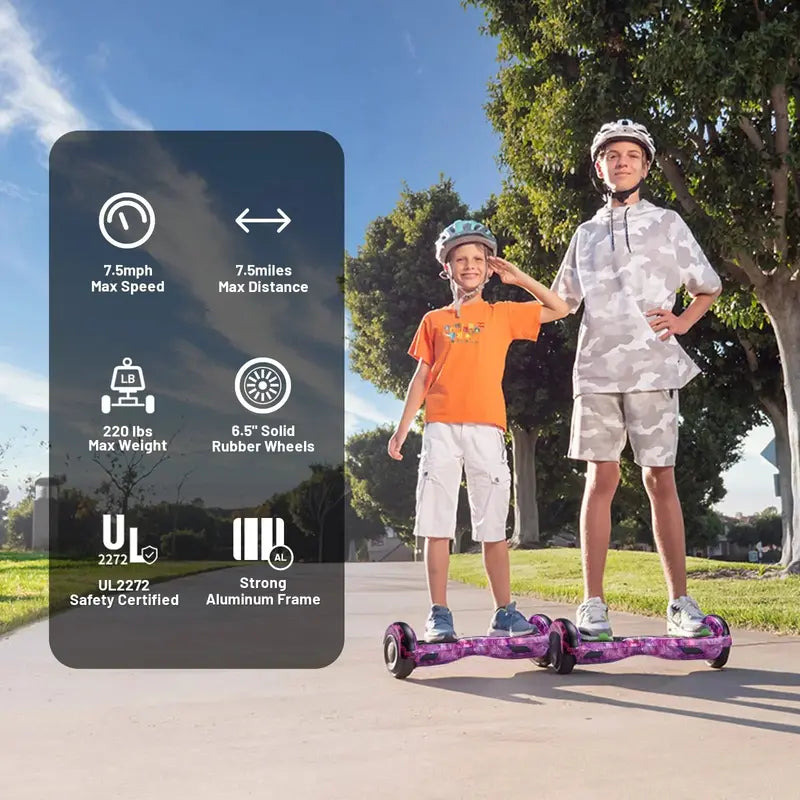 SIMATE 6.5-Inch Bluetooth Hoverboard with RGB LED Lighting