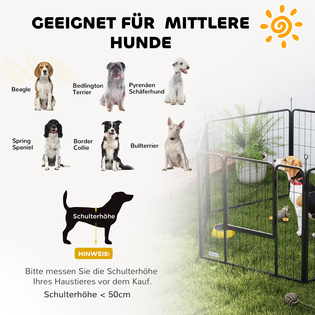PawHut Hundezaun, Haustiergehege, 6 Paneele, Stahl, faltbar, Grau