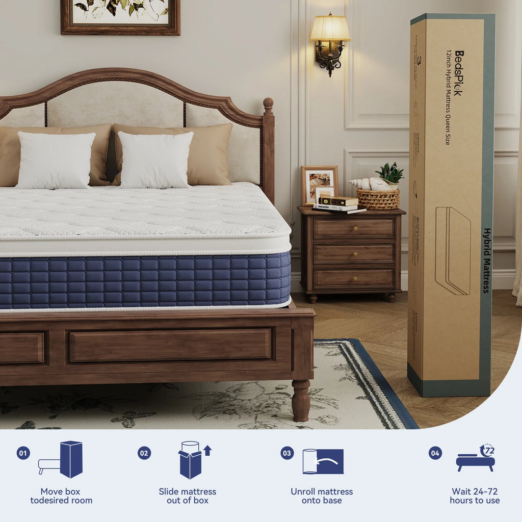 Sailvan Full Size Mattress, 12 in Memory Foam Mattress in a Box, Medium Firm Mattress Full Size with Upgrade 7 - Zone Support, Motion Isolation & Certipur - US for Pressure Relief, Black