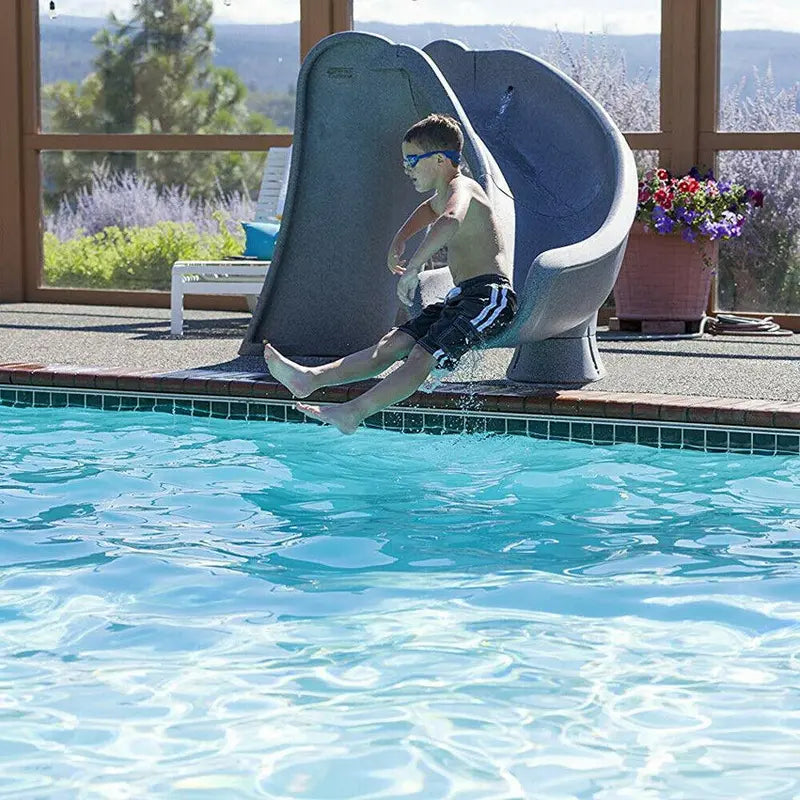 S.R. Smith Cyclone Right-Curve Pool Slide – Gray Granite Finish, Model 698-209-58124