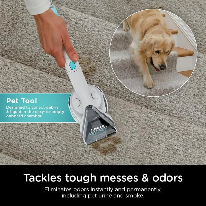 Shark CarpetXpert EX201 Deep-Clean Carpet Cleaner – Cyan Unit Featuring StainStriker Technology, Pet Stain Removal, and Onboard Tool Storage
