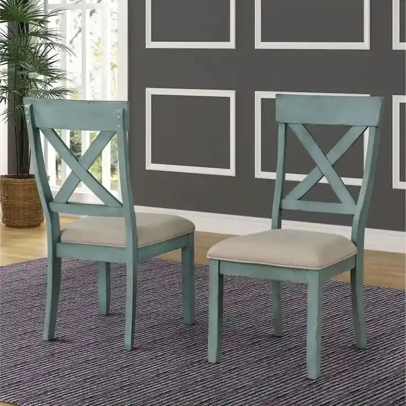Roundhill Prato 5-Piece Dining Set – Crossback Chairs & Wooden Table
