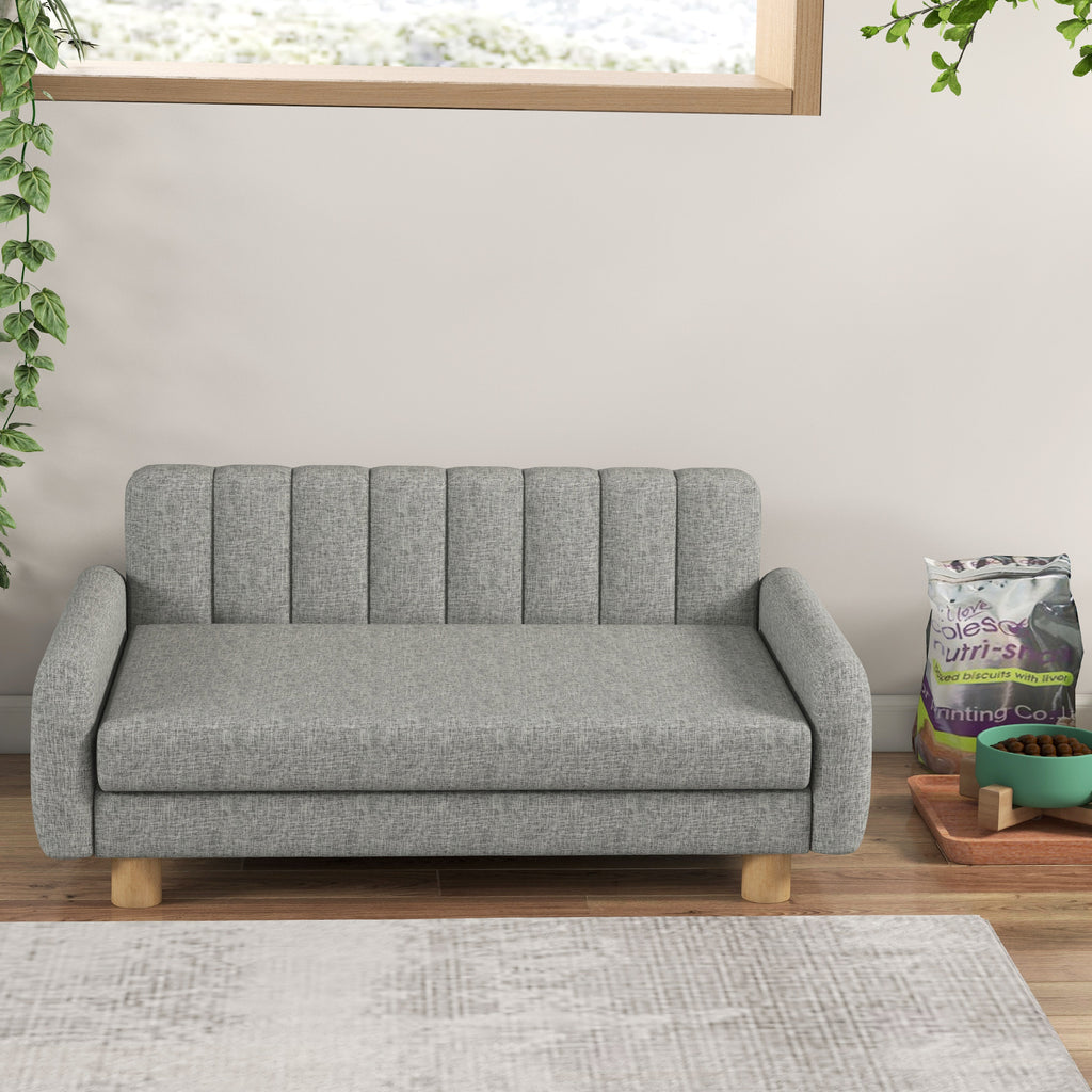 PawHut Hundebett, weiches Kissen, waschbarer Bezug, rutschfeste Füße, grau, 94B x 61T x 40H cm