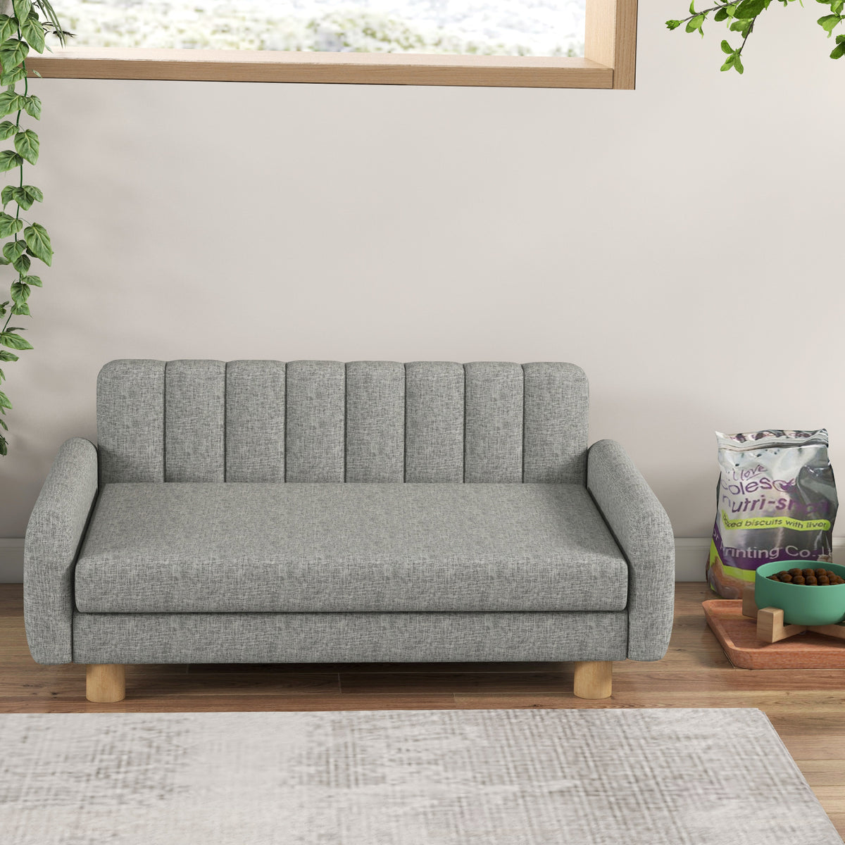 PawHut Hundebett, weiches Kissen, waschbarer Bezug, rutschfeste Füße, grau, 94B x 61T x 40H cm