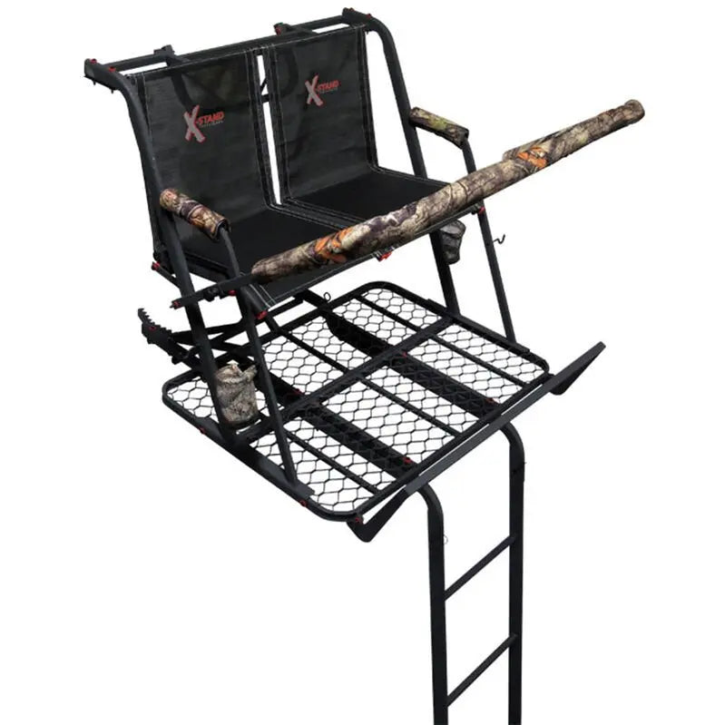 X-Stand Jayhawk 20-Foot Two-Person Ladder Stand – Lightweight Hunting Tree Stand with Safety Harness & Quiet Step Platform