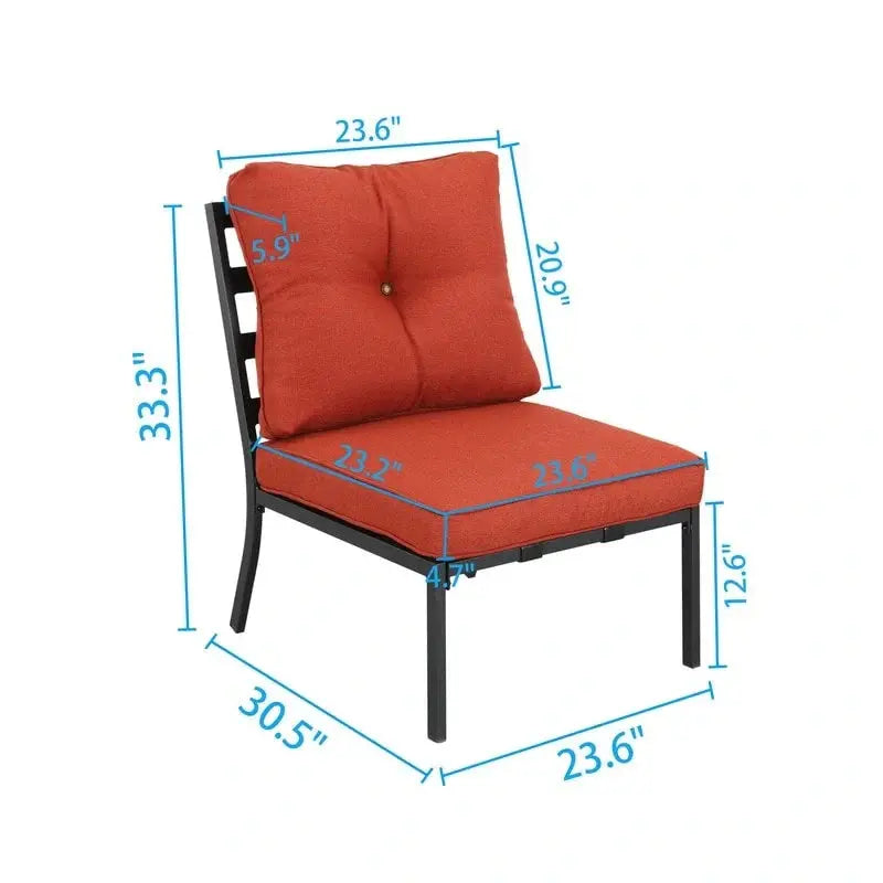 Patio Festival Metal Armless Outdoor Chair – Lightweight, Rust-Resistant Seating