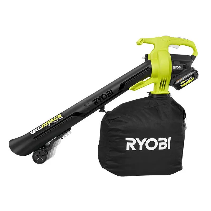 RYOBI RY40451-2B Cordless Leaf Vacuum & Mulcher – 40V, Includes Two 5.0 Ah Batteries and Charger