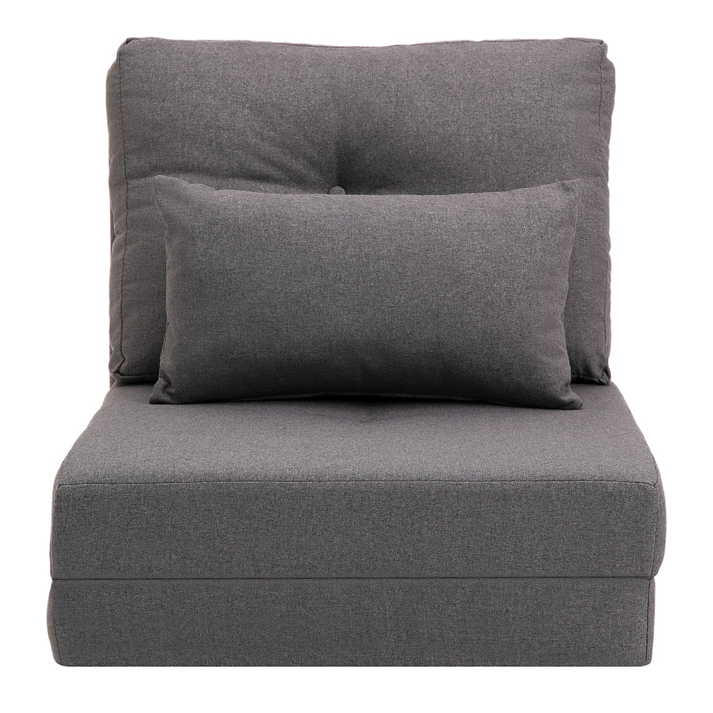 HOMCOM Bodensessel Klappmatratze Schlafmatte, 2-in-1-Design, abnehmbares Kissen, 60 x 80 x 56 cm, Dunkelgrau