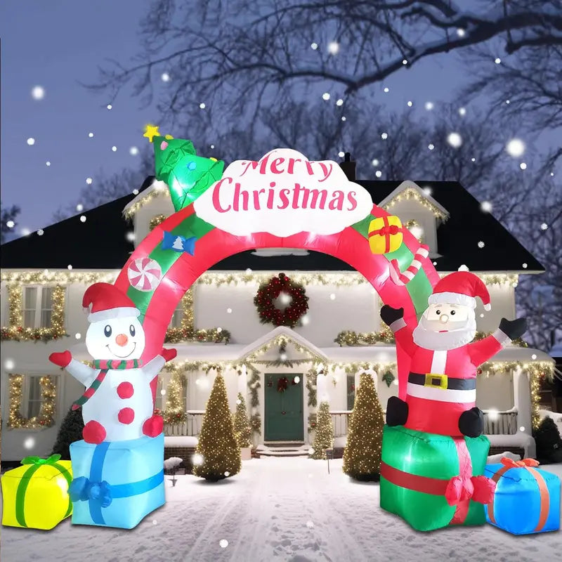 ZXSWONLY 12.5FT Christmas Inflatable Archway with Santa & Snowman, LED Lit, Weather Resistant Polyester for Indoor/Outdoor Holiday Decor