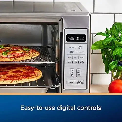 Oster Extra-Large 10-in-1 Air Fryer Oven — Fits Two 14-Inch Pizzas, Stainless Finish, Ideal for Entertaining