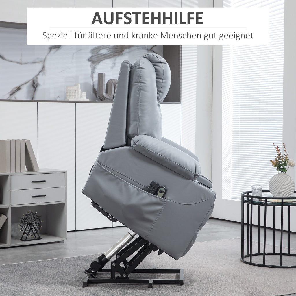 HOMCOM Massagesessel Aufstehhilfe Seniorensessel, 8 Massagemodi, neigbare Rückenlehne, 88c m x 99 cm x 106 cm,Grau