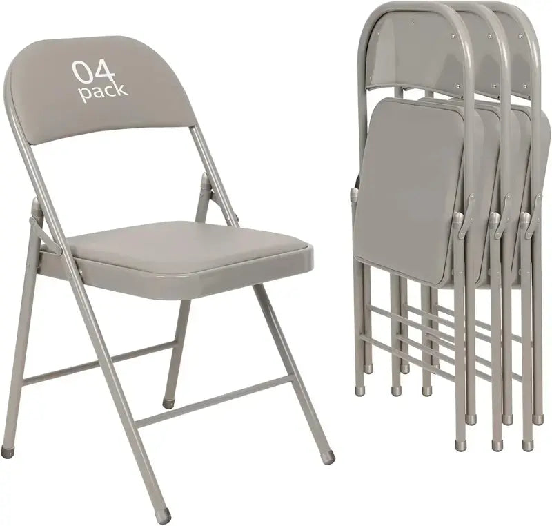Set of Six Black Folding Chairs — Leather-Upholstered Event Seating for Weddings, Offices & Gatherings