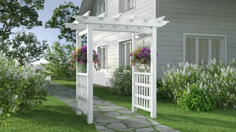 Vita 63″L x 46″W x 91″H Springport Vinyl Arbor, White, VA68146