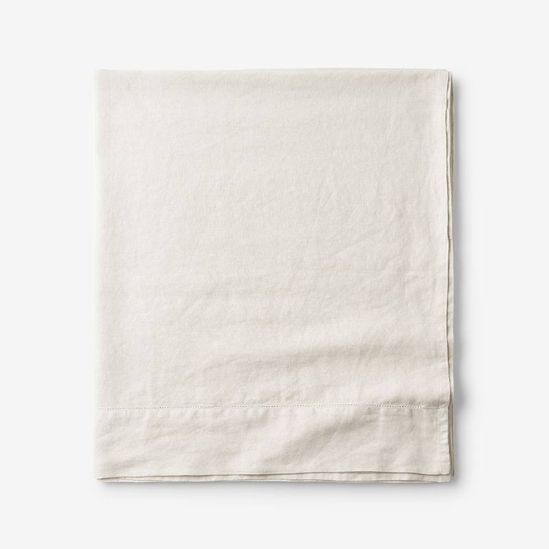 Solid Washed Parchment Linen Queen Flat Sheet