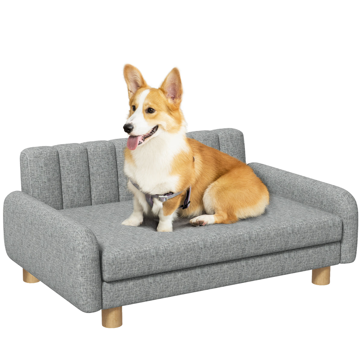 PawHut Hundebett, weiches Kissen, waschbarer Bezug, rutschfeste Füße, grau, 94B x 61T x 40H cm