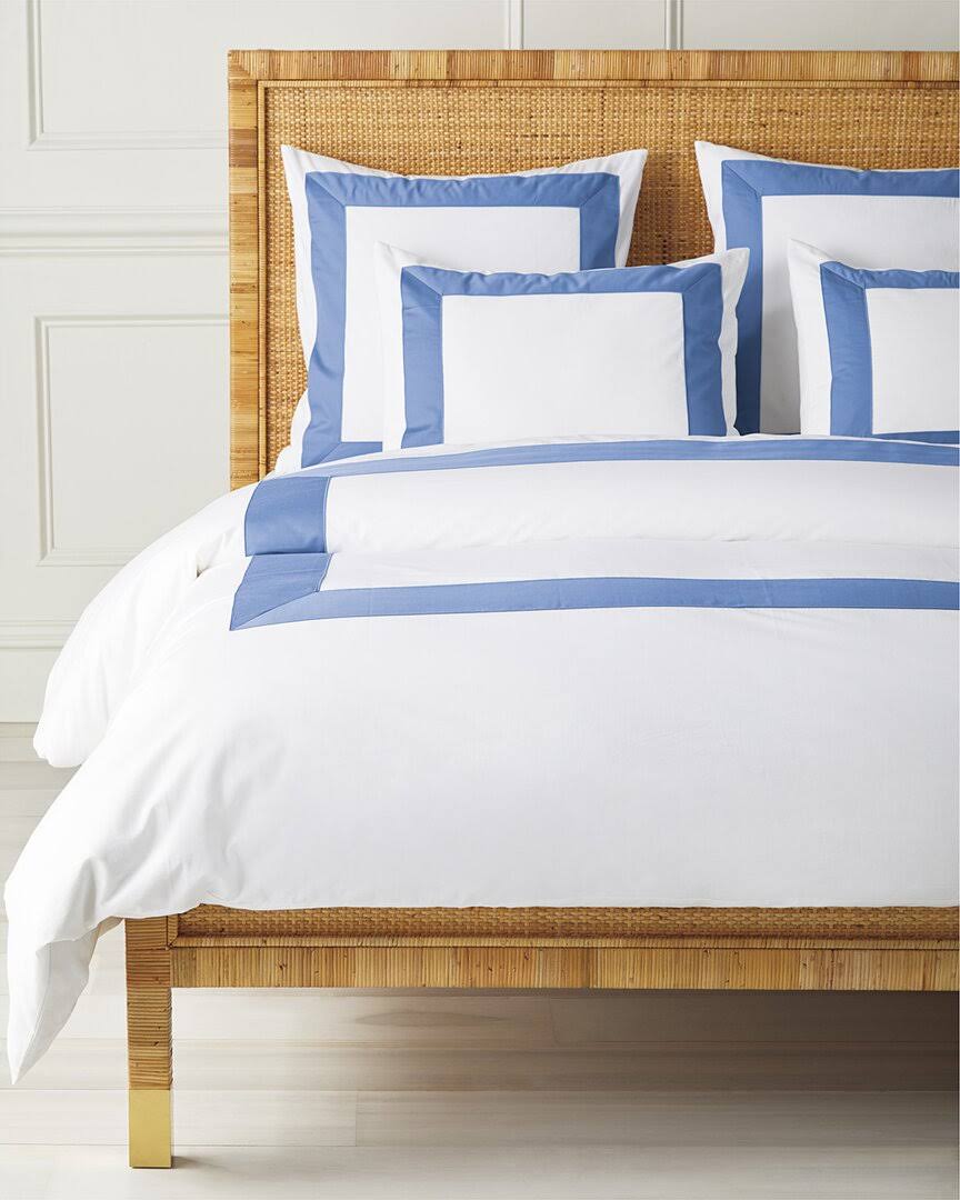 Serena & Lily Beach Club Border Percale Duvet - Blue - Twin
