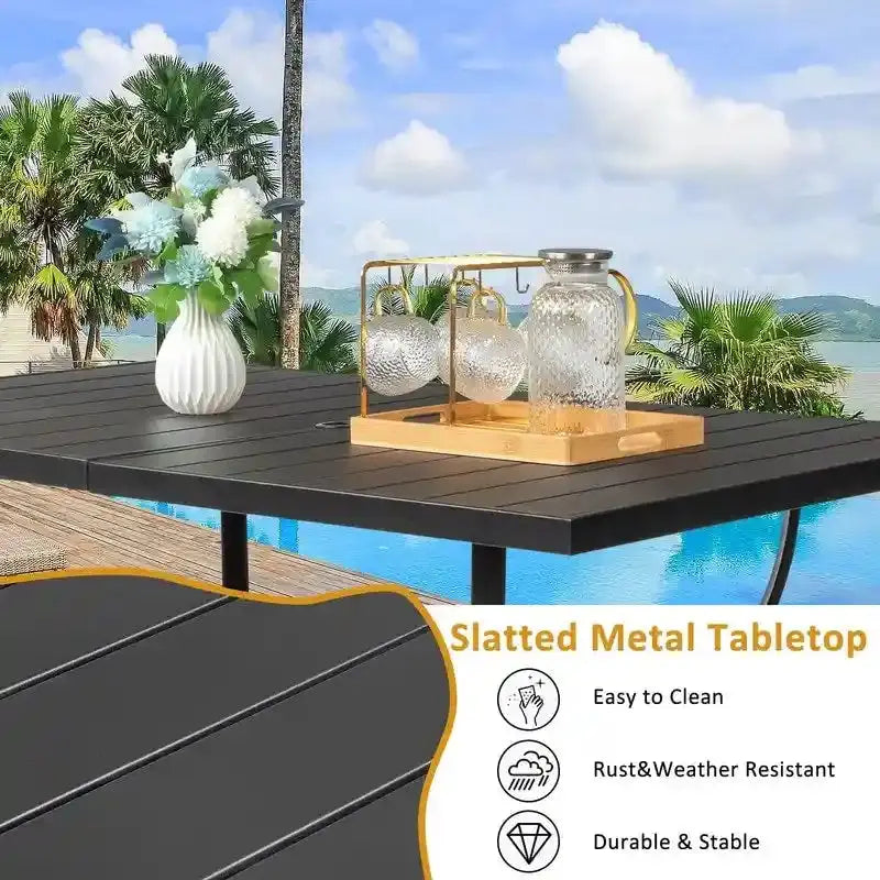 Wrought Iron Patio Dining Table – 59″ Rectangular Outdoor Surface