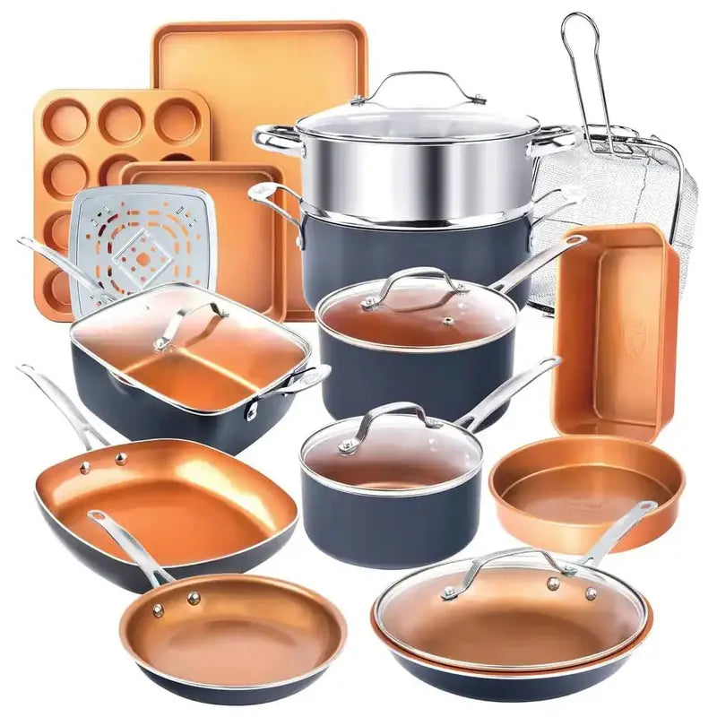 Gotham Steel Graphite 20-Piece Cookware & Bakeware Set – Nonstick Ceramic-Infused Pots, Pans, and Baking Essentials