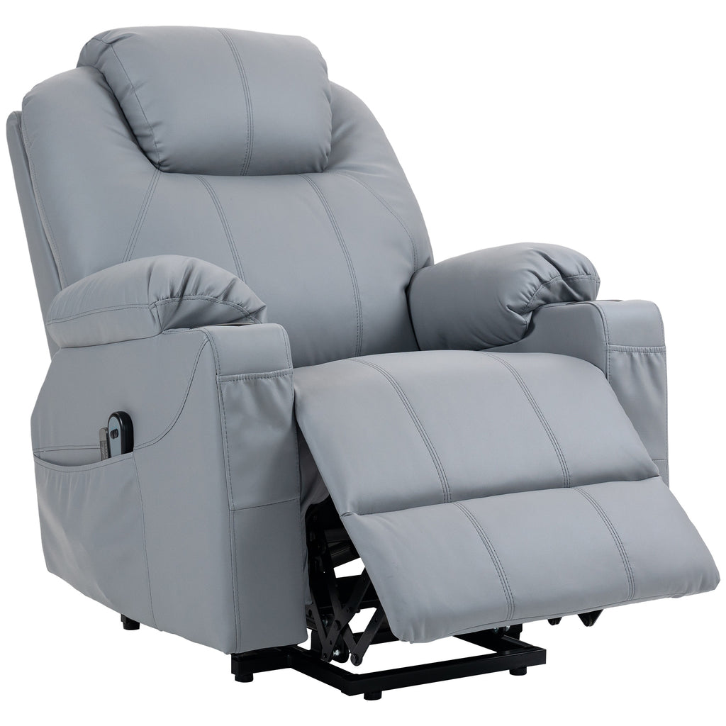 HOMCOM Massagesessel Aufstehhilfe Seniorensessel, 8 Massagemodi, neigbare Rückenlehne, 88c m x 99 cm x 106 cm,Grau