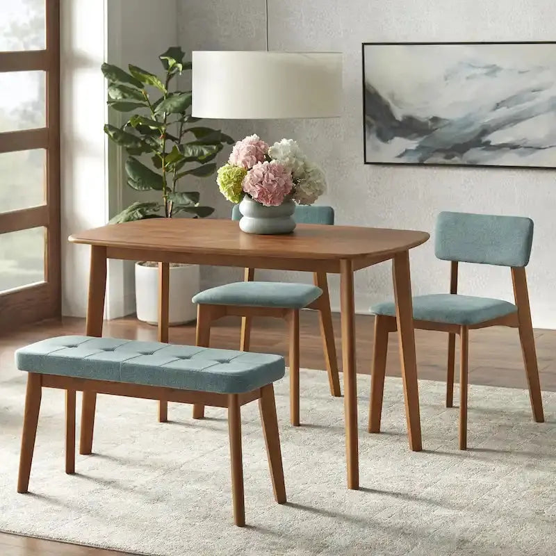 Solid Wood 4-Piece Dining Set Featuring Clean-Line Modern Design