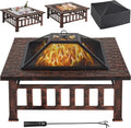 Yaheetech 32-Inch Square Fire Pit Table – Multifunctional Outdoor Heating Unit for Patios, Gardens, Camping & Picnics